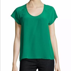 Joie 100% Silk Short Sleeve Blouse Size S - Green